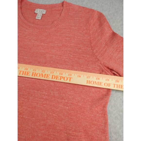 Logo by Lori Goldstein Heatherd Pink Crewneck Sweater Asymmetric Hem Size Medium - Picture 8 of 11